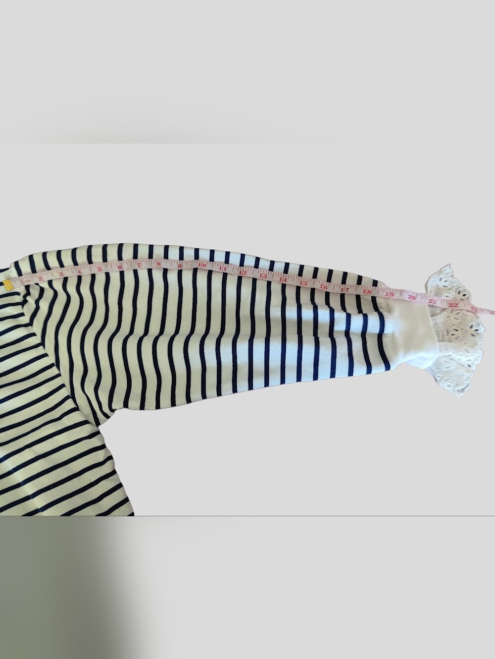 J.Crew White & Navy Striped Sweatshirt with Lace Collar - Picture 7 of 10